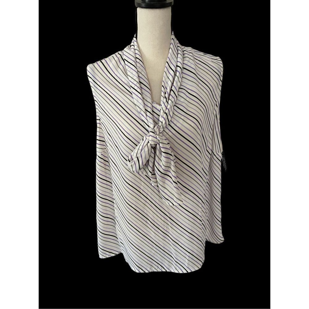 BAR III Women's Striped Tie-Neck Top - Picture 4 of 6
